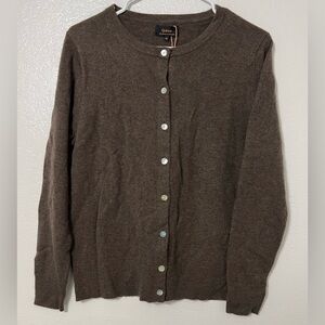 NWT Quince 100% Mongolian Cashmere Cardigan Sweater Brown Taupe Quiet Luxury